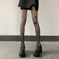 Sexy Thin Flocked Butterfly Stockings Nightclub Pantyhose - Thumbnail 7