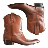 New Handmade Pure Leather Zipper Ankle Boots For Men's - Thumbnail 1