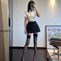 Sexy Dot Suspender Transparent Waist High Waisted Pantyhose - Thumbnail 8