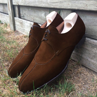 Handmade designer outfit brown split toe formal lace up shoes for mens