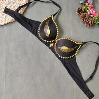 Gothic Golden Wings Bustier Warhead Wolf-Poof V-neck Punk Crop Top Corset - Thumbnail 2