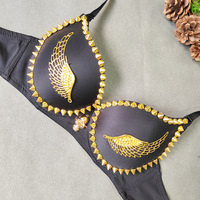 Gothic Golden Wings Bustier Warhead Wolf-Poof V-neck Punk Crop Top Corset - Thumbnail 4