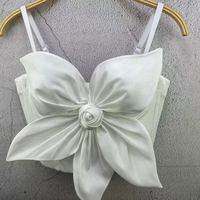 Big Flowe Crop Tops 3D Stereoscopic Rose Fish Boned Bustier For Club - Thumbnail 1