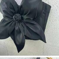 Big Flowe Crop Tops 3D Stereoscopic Rose Fish Boned Bustier For Club - Thumbnail 2