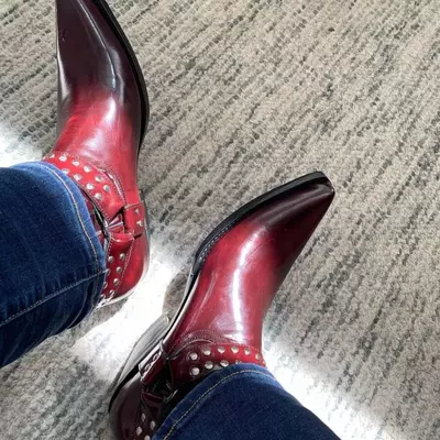 New handmade pure leather western cowboy boots for men's