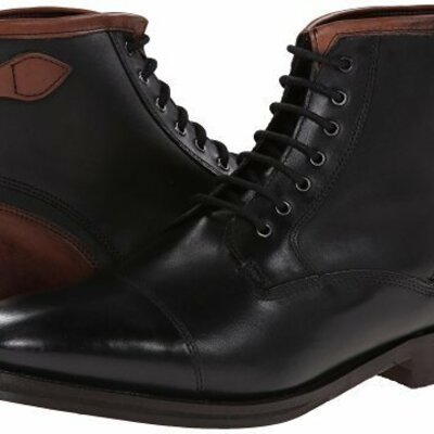 Handmade men's black and brown lace up boots, mens cap toe high ankle boots