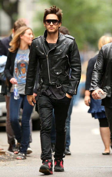 HANDMADE MENS JACKET, JARED LETO LEATHER JACKET, BLACK BIKER JACKET