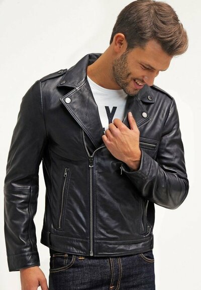 NEW MEN'S BIKER LEATHER JACKET, MEN FASHION BLACK LEATHER JACKET, MEN LEATHER