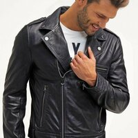 NEW MEN'S BIKER LEATHER JACKET, MEN FASHION BLACK LEATHER JACKET, MEN LEATHER - Thumbnail 1