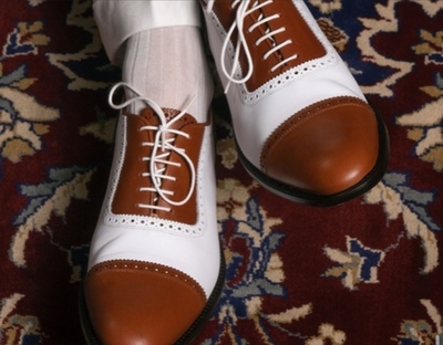 Men's Wedding Shoes Brown White Leather Oxfords Lace Up Handmade Shoes