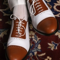 Men's Wedding Shoes Brown White Leather Oxfords Lace Up Handmade Shoes - Thumbnail 1
