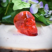 B-grade medium red resin skull spooky home decor - Thumbnail 1