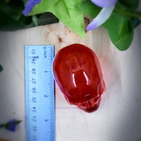 B-grade medium red resin skull spooky home decor - Thumbnail 3