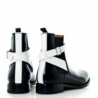 MEN HANDMADE CHELSEA BELTED BOOT REAL QUALITY LEATHER CUSTOM MADE SHOES - Thumbnail 1