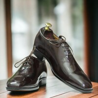 Handmade Men's Brown Handmade Oxford Shoes, Dress Patent Lather Shoes - Thumbnail 3