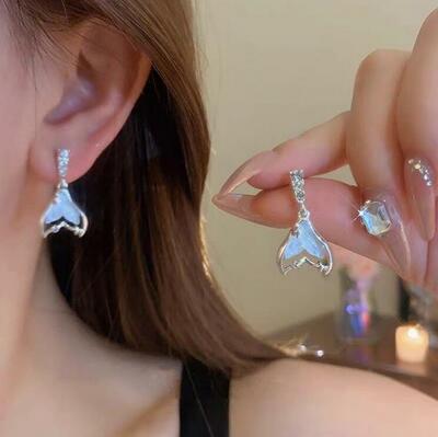 Fish Tail Diamond Drop Earrings