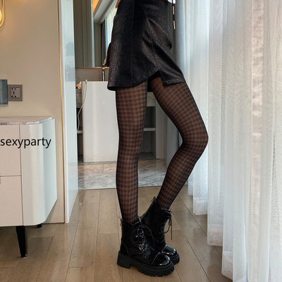 Sexy High-elastic Ultra-thin Anti-hook Silk Seamless Rhombic Dark Pattern Pantyhose