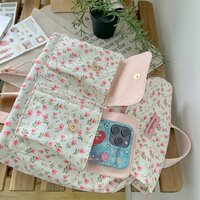 Retro Pink Floral Backack - Thumbnail 8