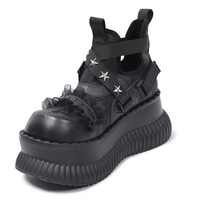 Black Lacy Bat Wing Platform Shoes - Thumbnail 5