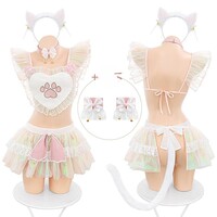 Kawaii Cat Paw Heart Lingerie Set - 7pcs - Thumbnail 5