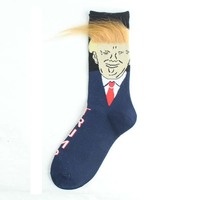Trump Hair Socks 1 Pair Funny Trump Socks Unisex Socks Novelty President Trump Hair Socks Trump Merchandise Gift Color Navy - Thumbnail 1