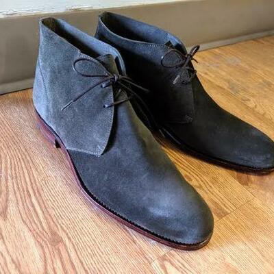 Charcoal color nice combination handmade chukka lace up boot