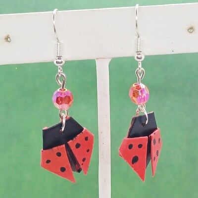 Origami Ladybug earrings: Dangle
