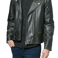 Men’s Motorcycle Cafe Racer Biker Jacket Genuine Real Lambskin Leather Jacket - Thumbnail 4