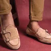 New Handmade Pure Suede Leather Strap Moccasin Loafer Shoes For Men's - Thumbnail 1