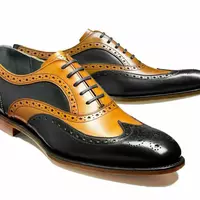 Handmade Men Two Tone Black & Tan Brogue Fashion Dress Shoes, Lace Up Men Shoes - Thumbnail 4