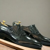 Handmade Men's Black leather shoes ,Brogue Lace Up Shoes - Thumbnail 1