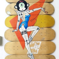 Art Skateboard Painting by Kike Yido "CYBORG UP05"  - Thumbnail 4