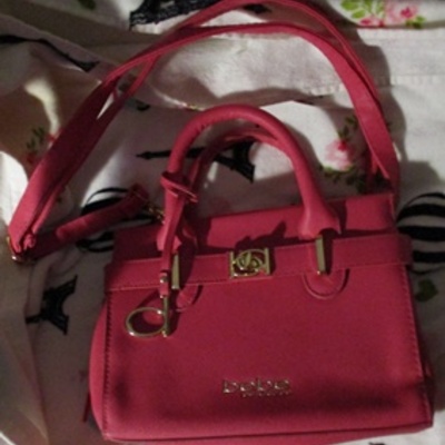 Bebe womens evie hot pink faux leather satchel handbag purse