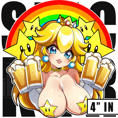 4" HOLO Vinyl Stickers: Peachy Beer