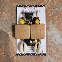 GOLD SUNDRESS ☀️👗 HANDMADE EARRINGS By Nubian Collection Artwear 👑 🔸️🔸️ONLY ONE AVAILABLE⏳️✨️ - Thumbnail 1