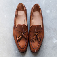 Brown Outclass Polishing Handmade Tassels Loafers Slips On Moccasin Dress Shoes - Thumbnail 1