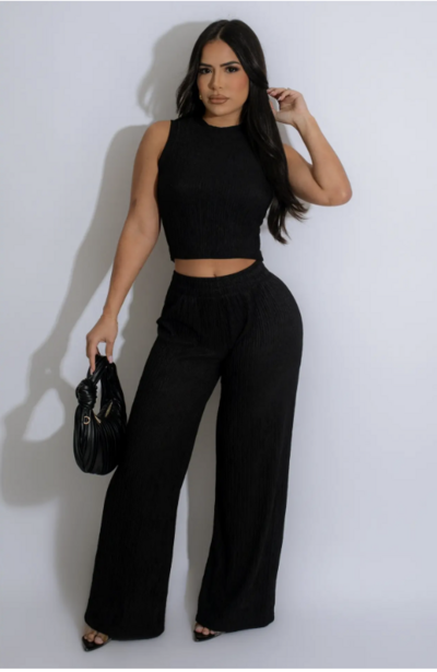 Boujee Casual Crop Top & Pants Set