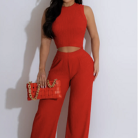 Boujee Casual Crop Top & Pants Set - Thumbnail 1