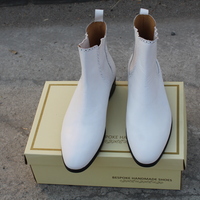 Crafted Leather Classic Men Shoes White Leather Chelsea Fashion Dress Boot - Thumbnail 3