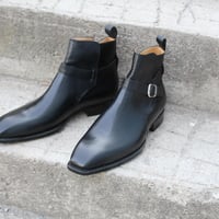 Crafted Leather Bespoke Dress Shoes Black Calf Leather Jodhpur Boot - Thumbnail 9