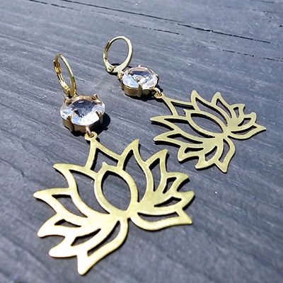 Brass Lotus Earrings 