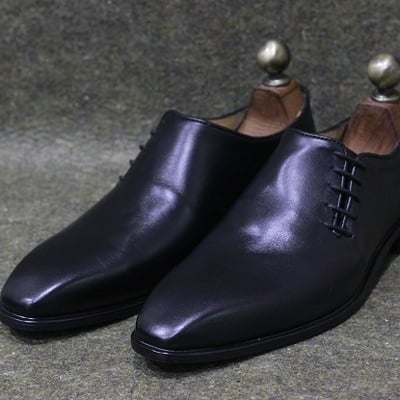 Men's new handmade leather shoes black leather side lace up stylish dress & formal wear shoes