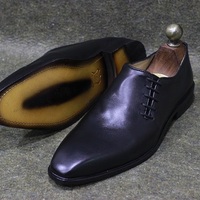 Men's New Handmade Leather Shoes Black Leather Side Lace Up Stylish Dress & Formal Wear Shoes - Thumbnail 1