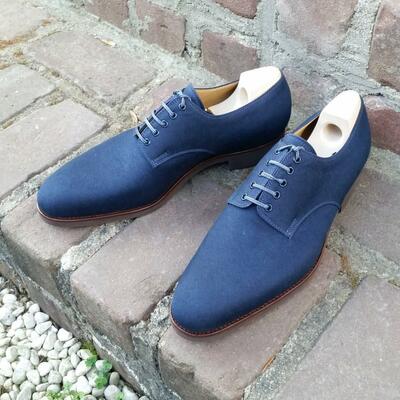 Handmade blue shoes , men's new brogue suede lace up dress shoes