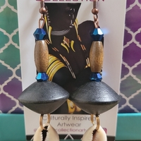 DENIM SUNDRESS 💙👗☀️ HANDMADE EARRINGS By Nubian Collection Artwear 👑 🔸️🔸️ONLY ONE AVAILABLE⏳️✨️ - Thumbnail 1