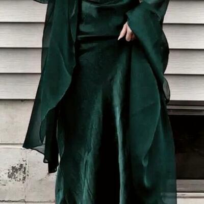 Simple a line green long prom dresses, evening gowns