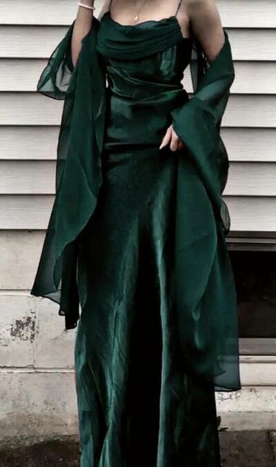 Simple A Line Green Long Prom Dresses, Evening Gowns