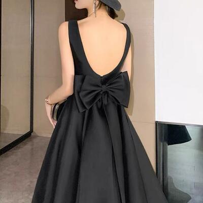 Sexy black little evening dress stain prom dresses