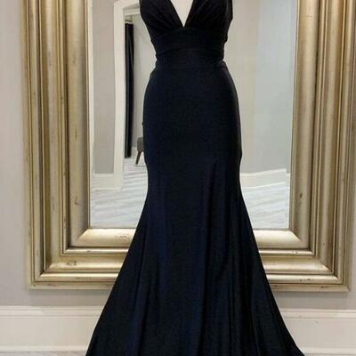 Mermaid full length halter black long evening dress - Thumbnail 4