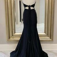 Mermaid Full Length Halter Black Long Evening Dress - Thumbnail 1